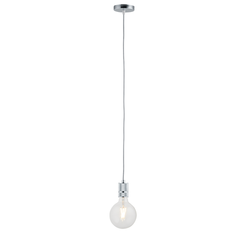 Lighto | Pendel Chroom | Inclusief Lichtbron Helder | Classic | 1.5m Snoer | Met Plafondkap