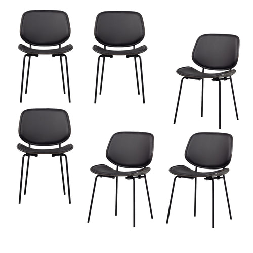 vtwonen eetkamerstoelen Classic - Hout - Zwart/Walnoot - Set van 6 - vtwonen shop