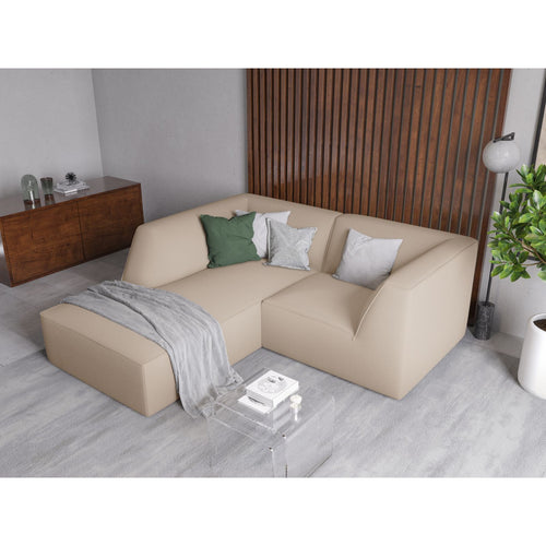 Cosmopolitan Design - Modulaire hoekbank links Siena 3-zits, structurele stof beige - 180x186x69cm