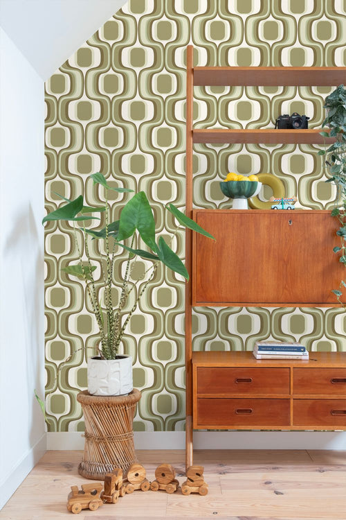 ESTAhome behang retro ornamenten groen - 50 x 900 cm - 131586