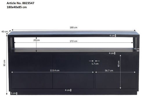 Giga Meubel Dressoir Luxurious - Zwart Mangohout - 180x40x85cm - vtwonen shop