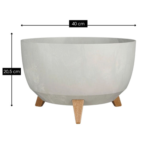 Mica Decorations Doppio Plantenbak op Poten - 20,5 x Ø40 cm - Plantenbakken voor Buiten - Bloembakken voor Balkon - Gerecycled Plastic - Grijs