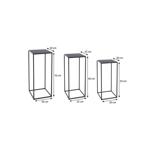 Mica Decorations Quinty Bijzettafel - Set van 3 - L30 x B30 x H70 cm - Metaal - Zwart