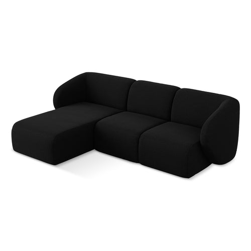 LaMiaSofa hoekbank links Cervo - bouclé - zwart - 248x166x97