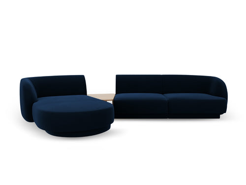 Micadoni linker modulaire bank Miley 3-zits, flueel, koningsblauw - 178x303x70cm