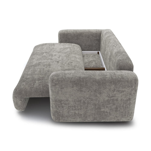 Premium Interiors - Slaapbank met opbergruimte LIOR - getextureerd fluweel betongrijs 260cm