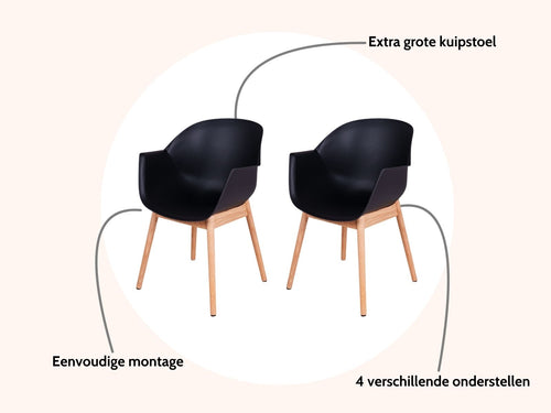 MaximaVida eetkamerstoel Cuyp XXL zwart  eiken poten- 2 stuks - vtwonen shop