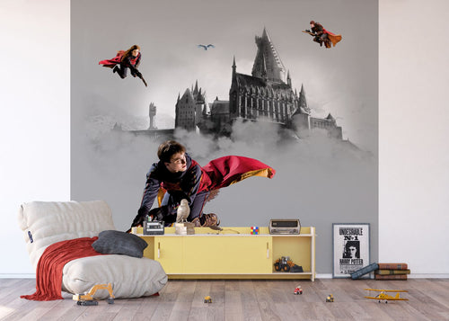 Sanders & Sanders fotobehang Harry Potter Zweinstein grijs en rood - 270 x 300 cm - 601188
