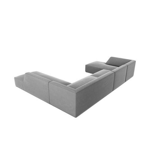 Cosmopolitan Design - Panoramische hoekbank Siena 7-zits, flueel grijs - 273x366x69cm