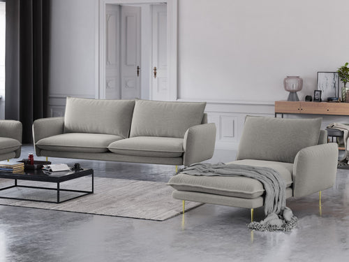 Cosmopolitan Design rechter chaise longue Vienna structurele stof, lichtgrijs - 170x110x95cm
