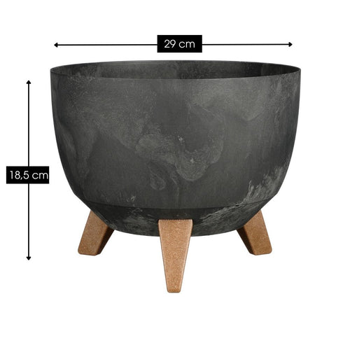 Mica Decorations Doppio Plantenbak op Poten - 18,5 x Ø29 cm - Plantenbakken voor Buiten - Bloembakken voor Balkon - Gerecycled Plastic - Zwart