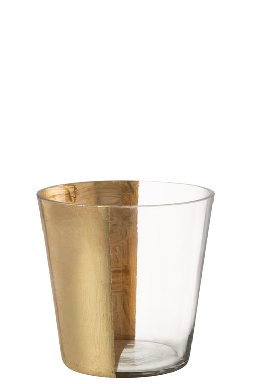 J-Line windlicht boe - glas - transparant/goud - medium