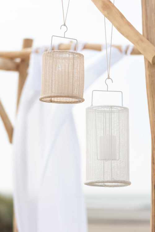 J-Line lantaarn Cilinder - metaal/polyester - beige - small - vtwonen shop