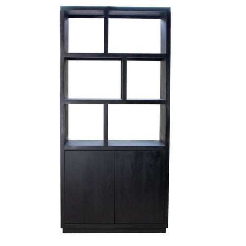 Giga Meubel Vakkenkast Luxurious - Zwart Mangohout - 100x45x210cm