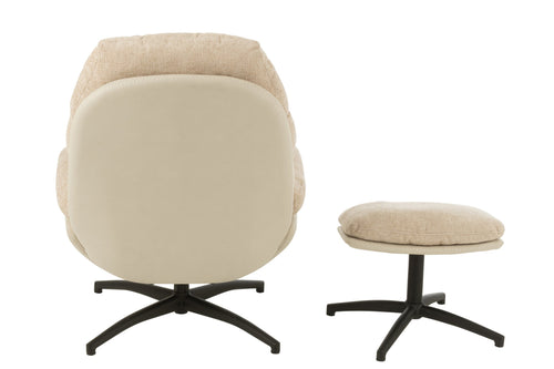 J-Line zetel Relax + Voetbank - metaal/multiplex - beige/zwart