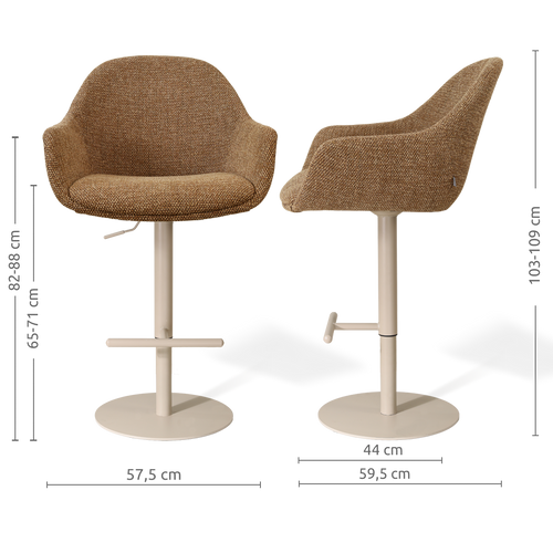 Nolon Niva-Mae tulp barkruk bruin blend verstelbaar - beige poten