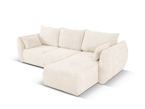 Cosmopolitan Design Converteerbare hoekbank rechts met opbergdoos Matera 4-zits, chenille, lichtbeige - 173x253x86cm