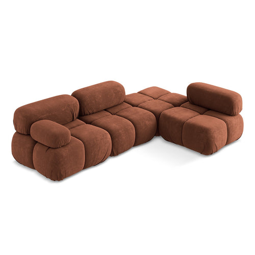 LaMiaSofa hoekbank rechts Sanremo - chenille stof - terracotta - 285x190x70