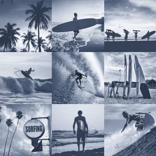ESTAhome behang foto's van surfers donkerblauw - 53 cm x 10.05 m - 138954
