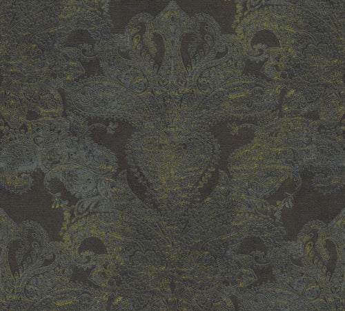 Livingwalls behang ornamenten zwart, blauw, geel en goud - 53 cm x 10.05 m - AS-391195 - vtwonen shop