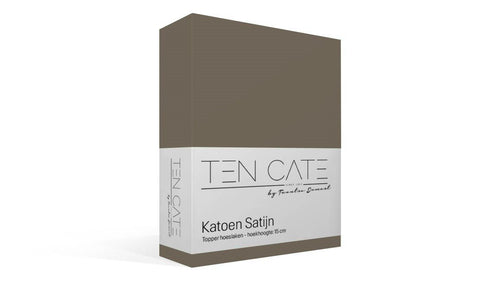 Ten Cate topper hoeslaken - 100% katoensatijn - 90x200 - taupe