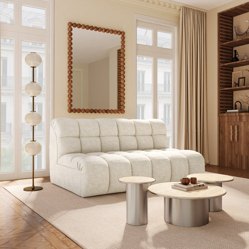 Premium Interiors - Bank SEVEN - gewaafd fluweel crème 162cm
