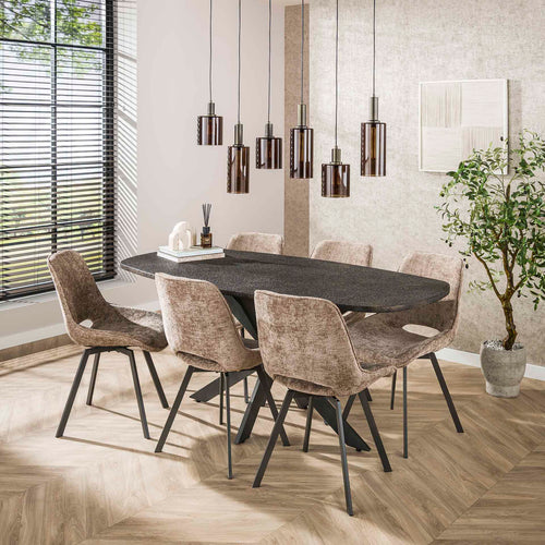 Hoyz Collection - Eettafel Metallic Deens Ovaal 180 Cm - Zwartbruin - vtwonen shop