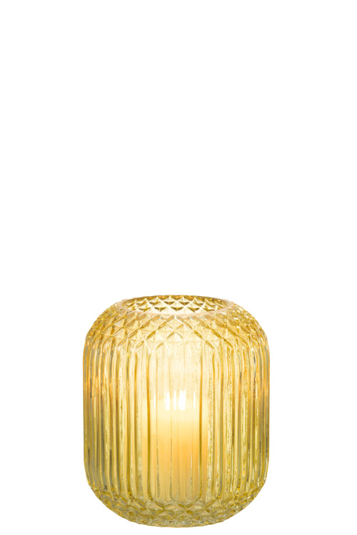 J-Line vaas Recht Geslepen - glas - geel - small - Ø 14.5 cm
