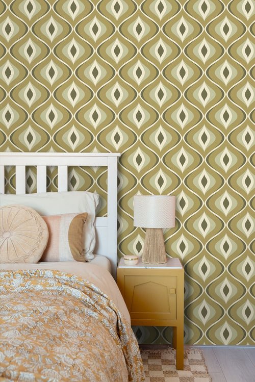 ESTAhome behang retro ornamenten vergrijsd groen - 53 cm x 10.05 m - 130987