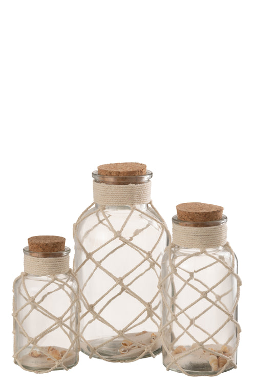 J-Line decoratie Vaas Sand Schelpen - glas - transparant - large - 2 stuks - vtwonen shop