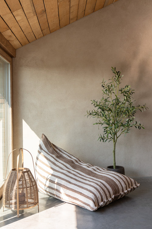 J-Line zitzak Strepen - katoen - wit/beige