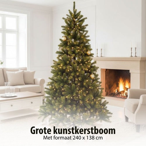 Black Box Trees Nagoya Kerstboom met Verlichting - Kunstkerstboom met Scharnierconstructie en 2230 Takken - Kunstboom Rond en Vol met 280 LED Lampjes