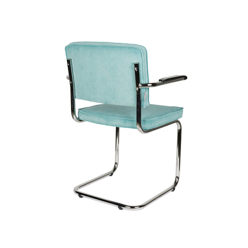 Zuiver Ridge Rib Eetkamerstoelen armleuning Blauw - Set van 2 - vtwonen shop