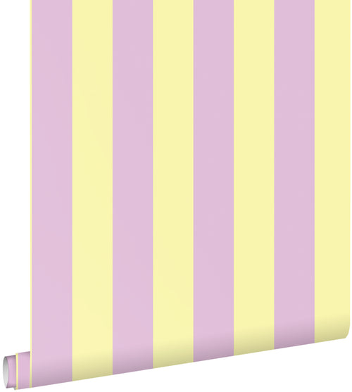 ESTAhome behang strepen pastel geel en lila paars - 53 cm x 10.05 m - 139912 - vtwonen shop