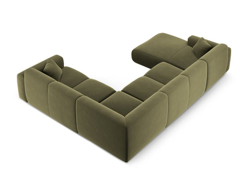 Cosmopolitan Design Panoramische hoekbank rechts Nolio 6-zits, flueel lichtgroen - 252x342x72cm