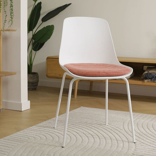 Nolon Nora-Liv Eetkamerstoel Wit - Terracotta Kussen - Witte Poten - vtwonen shop