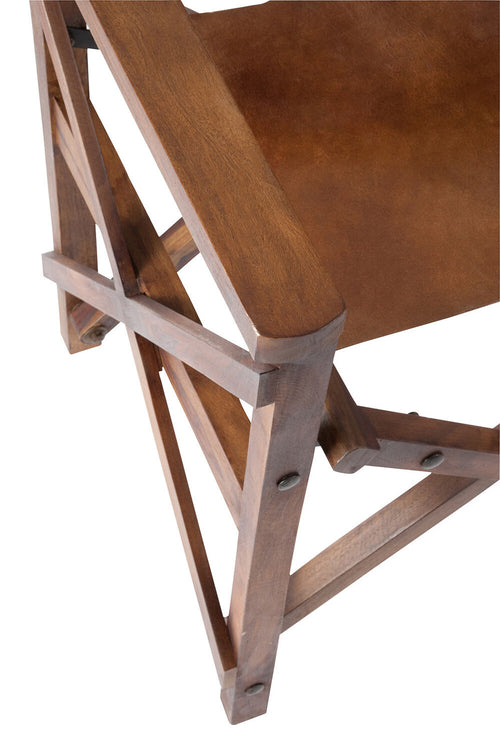 J-Line regisseurstoel Plooibaar - hout/leder - cognac