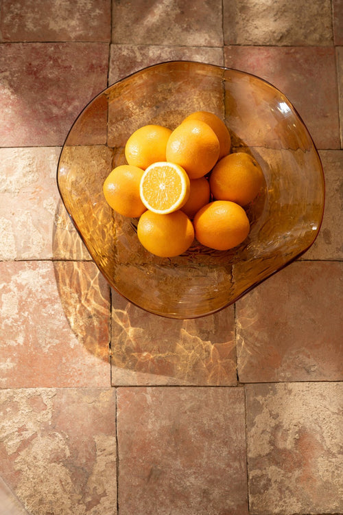 J-Line schaal Onregelmatig - glas - caramel
