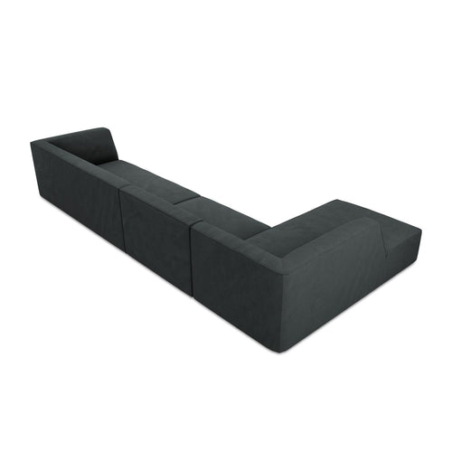 Cosmopolitan Design - Modulaire hoekbank links Siena 5-zits, ribfluwelen zwart - 180x366x69cm