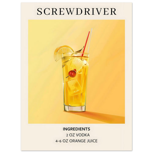 Artfulprints  Screwdriver cocktail - Ingrediënten   poster 30x40 cm - vtwonen shop