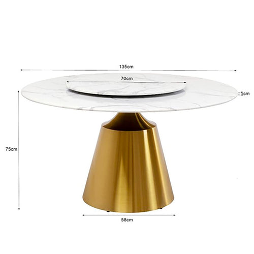 Kare Design Eettafel Lucia Ø135cm wit en goud - vtwonen shop