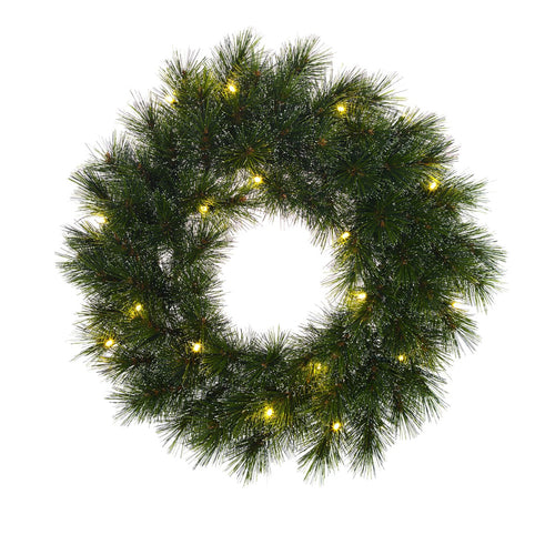 Black Box Trees Glendon Kerstkrans met Verlichting - Kerstversiering met Besneeuwd Effect voor Kerst - Deurkrans voor Binnen op Batterijen - Ronde