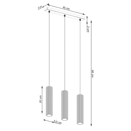 Sollux Lighting Hanglamp KARBON 3L bordeaux - 45x6,5x98cm