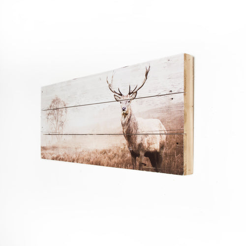 Art for the Home Hert Print op Hout 30x70 cm