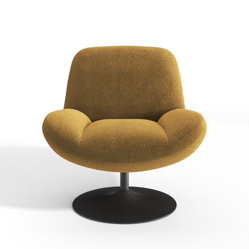 Premium Interiors - Draaistoel RETRO - krullend fluweel mosterd 71cm