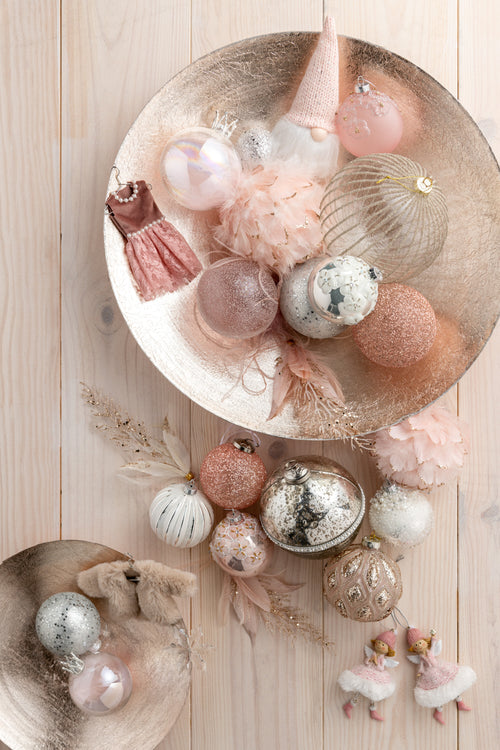 J-Line kerstbal Sterretjes - glas - zilver - small - doos van 6 - vtwonen shop