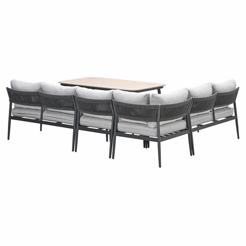 Barcelona lounge-diningset -5-dlg. - c. black -dark grey - valley sand