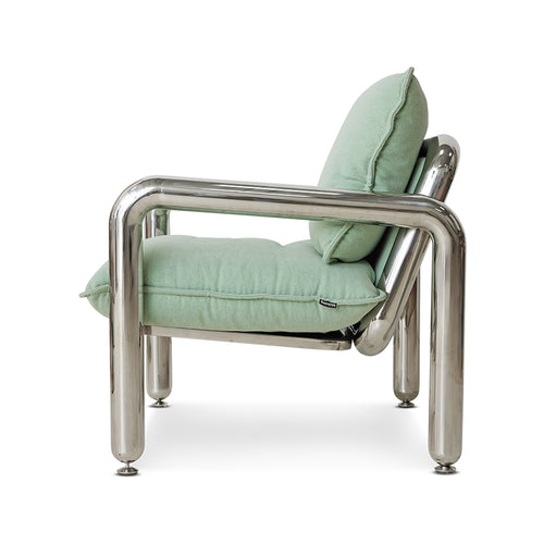 HKLIVING loungestoel Chrome – canvas mint
