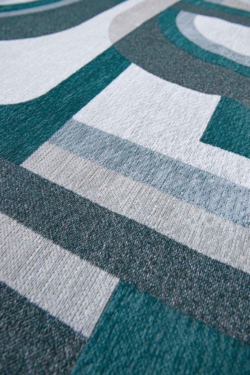 Module vloerkleed 9208 Morris Green - Blauw - 240 x 240 cm
