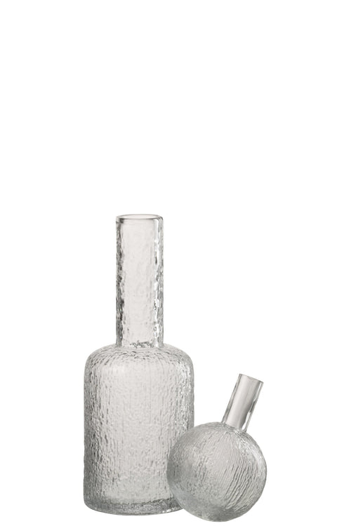 J-Line decoratie Fles Reliëf - glas - transparant - small